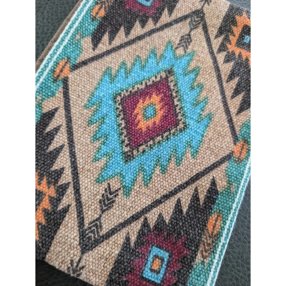 Pine Creek Wristlet Womens Small Teal Bag Aztec Western Print Makeup Travel NWOT - Picture 3 of 10